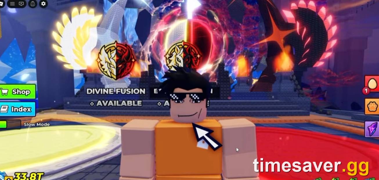 Steal An Egg Angels & Demons biome with the Divine Fusion signage — Update 4 (September 2026)