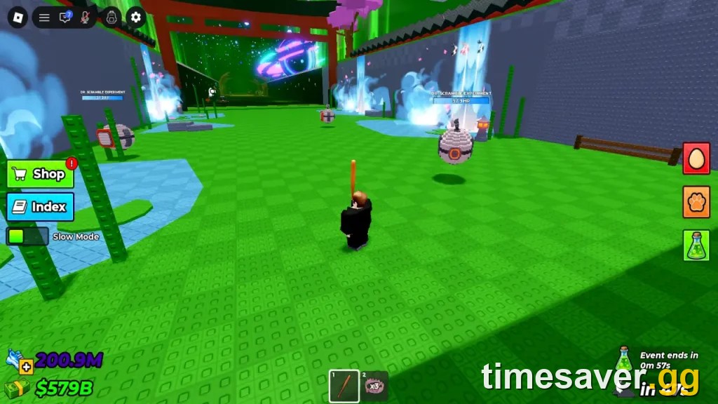 Dr. Scramble experiment drones invading a Steal An Egg biome during Update 5
