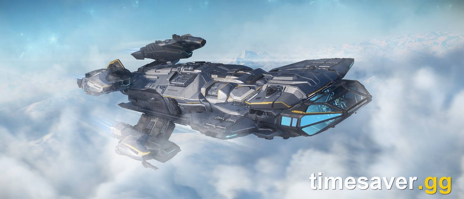 An RSI Constellation Aquila flying over a planet in Star Citizen Alpha 4.10.2