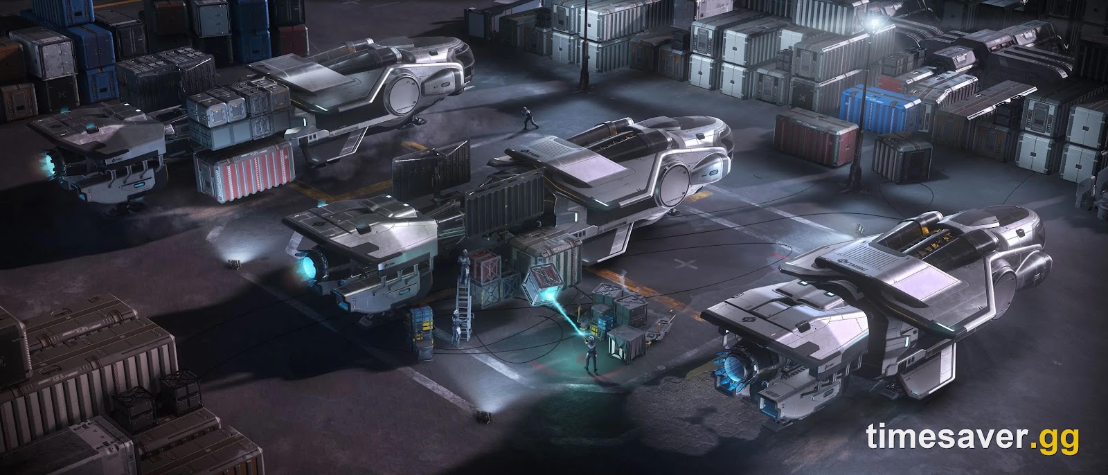 Star Citizen cargo hauler loaded with commodity boxes in orbit in Alpha 4.10.1
