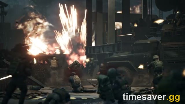 WARDOGS large-scale urban firefight with soldiers, armored trucks and an explosion — the 100-player Control Zone the console question is about
