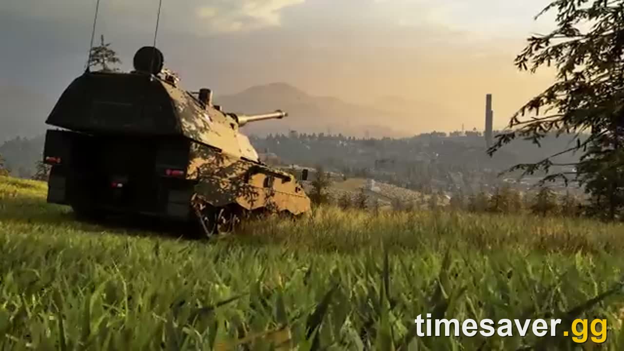 WARDOGS main battle tank advancing across open countryside at golden hour
