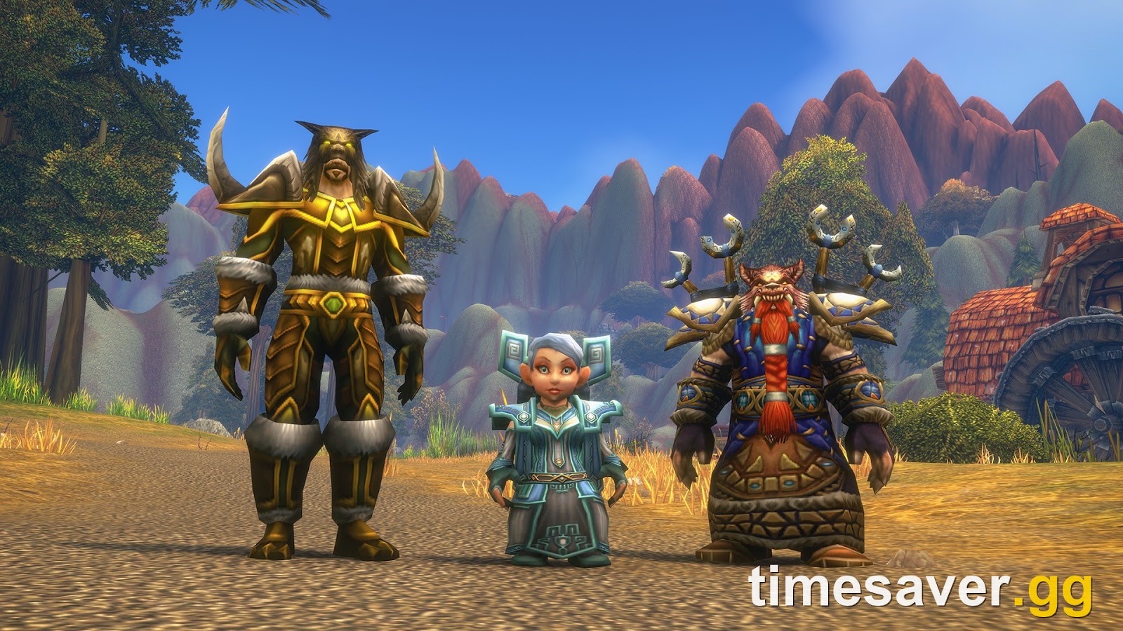 Official WoW Forever screenshot of a Human Hunter, Gnome Priest and Dwarf Shaman, three of the new race and class combos