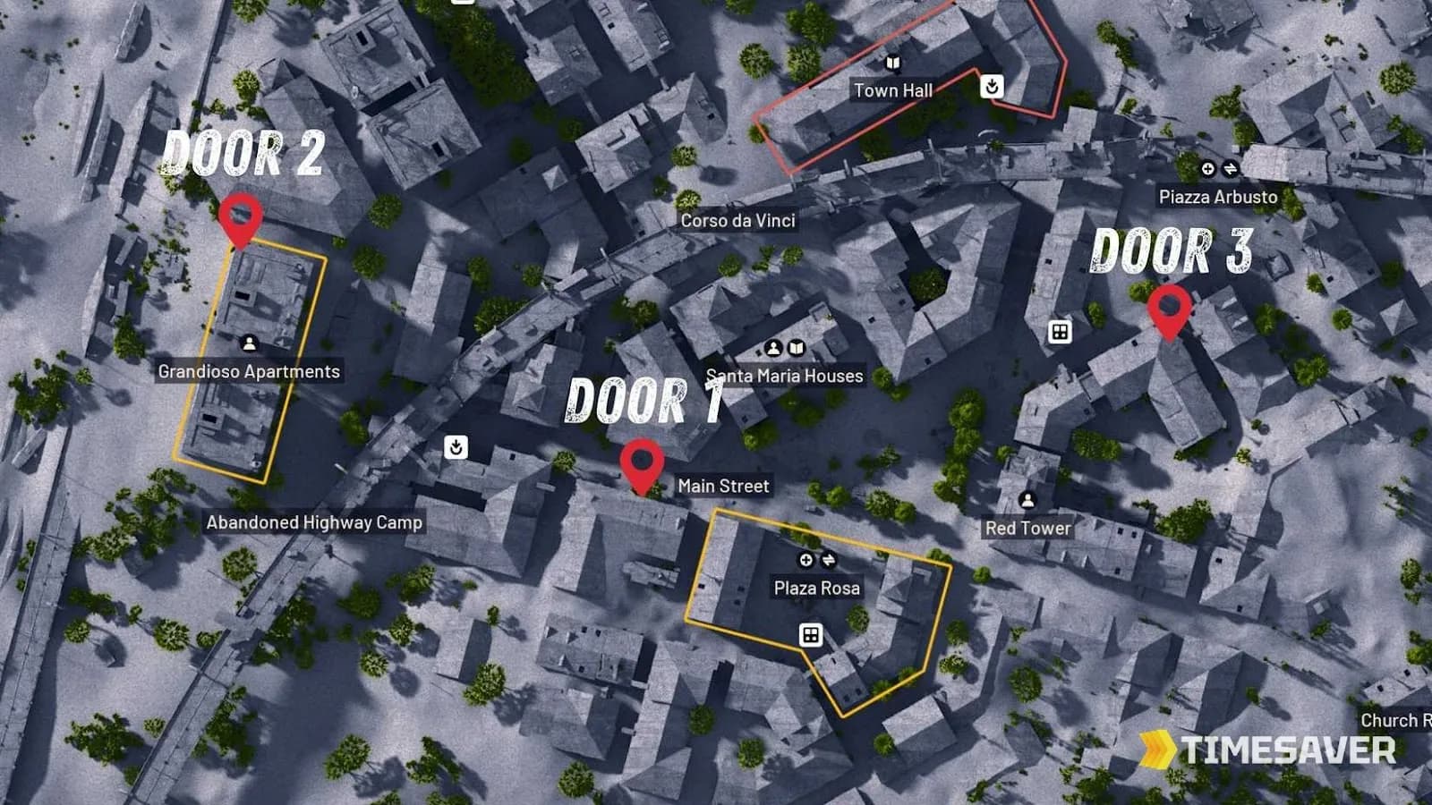 Annotated ARC Raiders map showing locked-door key locations
