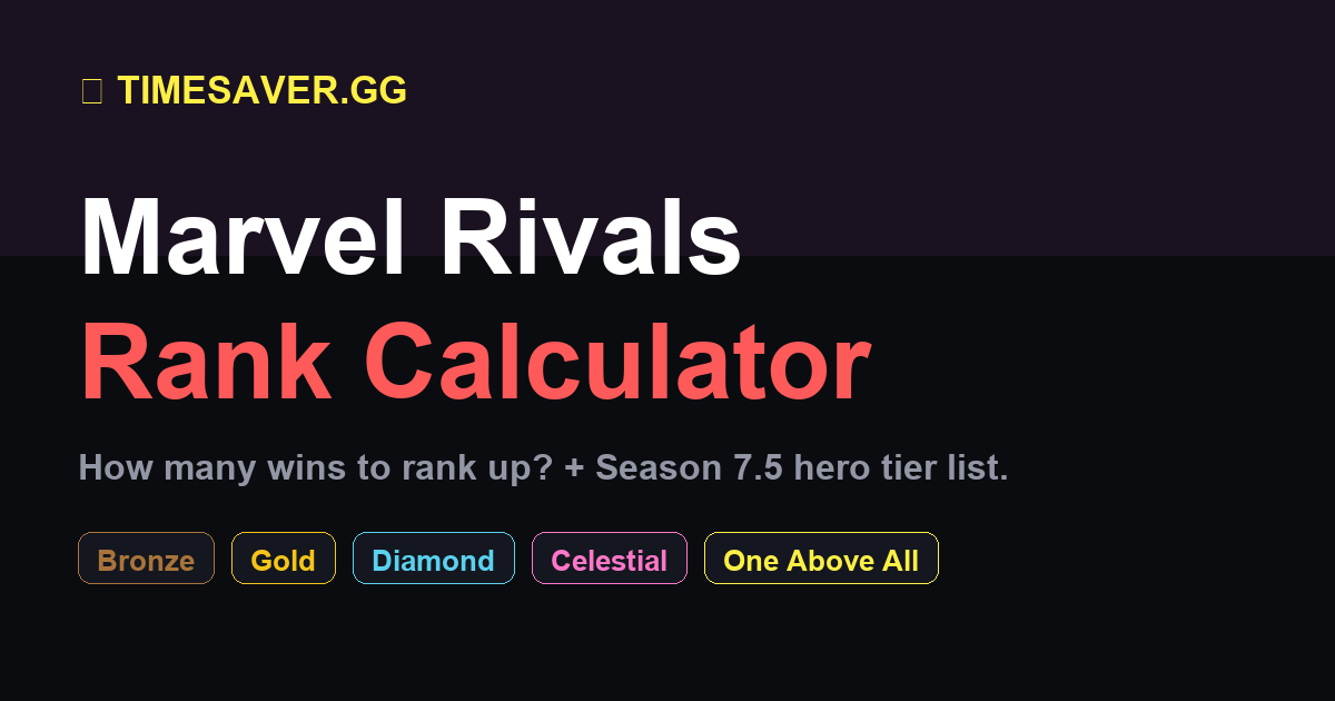 Marvel Rivals Rank Calculator & Tier List | Timesaver.GG
